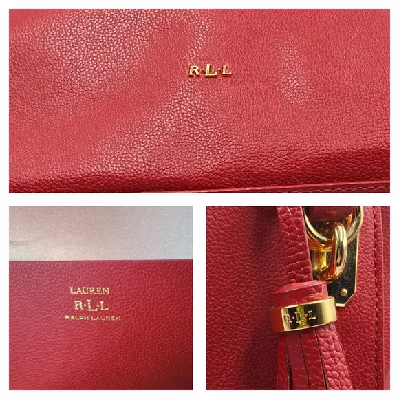 Ralph Lauren Large Red Saffiano Leather Tassel Tote - Picture 12 of 14